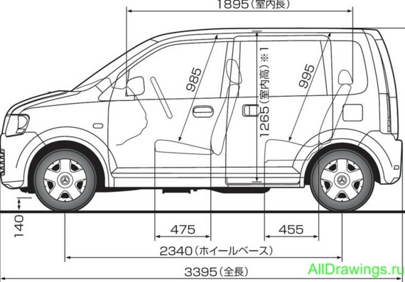 Mitsubishi EK MS (2007) (Мицубиси ЕК МС (2007)) - чертежи (рисунки) автомобиля